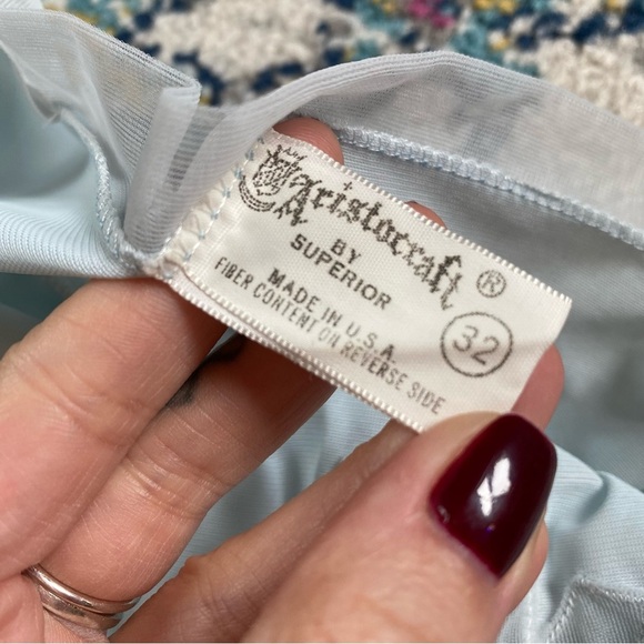 Vintage 60s Aristocraft by Superior Pastel Blue Sheer Nylon Lingerie Slip Dress - Picture 7 of 8